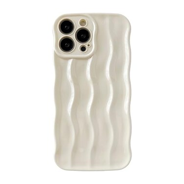 Caseative for iPhone 13 Pro Max CaseWater Ripple Pattern Curly Wave Frame Soft Phone Case White