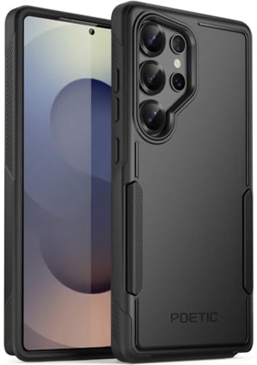 Poetic Neon Case for Samsung Galaxy S25 Ultra 5G Dual Layer Heavy Duty Rugged Lightweight Slim Shockproof Protective Cover Phone Case Black