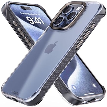 REBEL Clear Case for iPhone 15 Pro Frosted Series Gen5 Translucent Matte Texture Grippy Sides NonYellowing Protective Shockproof Bumpers Metal Lens Buttons 61 Inch Phone 2023
