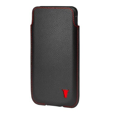 TORRO Sleeve Case Compatible with iPhone 6361 Inch Screen Size Genuine Leather Pouch Cover Slim and Lightweight Black with Red Stitching