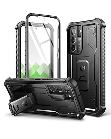 Dexnor for Samsung Galaxy S22 Case Built in Screen Protector and Kickstand Heavy Duty Military Grade Protection Shockproof Protective Cover for Samsung Galaxy S22 5GBlack