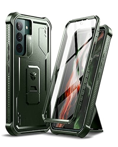 Dexnor for Samsung Galaxy S22 Case Built in Screen Protector and Kickstand Heavy Duty Military Grade Protection Shockproof Protective Cover for Samsung Galaxy S22 5GArmy Green