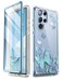i-Blason iBlason Samsung Galaxy S22 Ultra 5G Case 2022 Case with Built in Screen Protector Cosmo Series Glitter Pattern Slim Full Body Protection 360 Shockproof Blue Butterfly