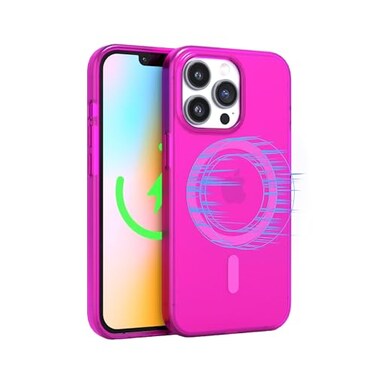 FELONY CASE for iPhone 13 Pro Max Neon Pink Crystal Clear Phone Case Compatible with MagSafe 360 Shockproof Protective Case Designed for Apple iPhone 13 Pro Max