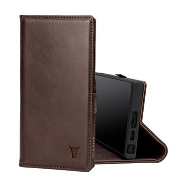 TORRO Case Compatible with Samsung Galaxy S23 Ultra 5G Premium Leather Wallet Case with Kickstand and Card Slots Dark Brown