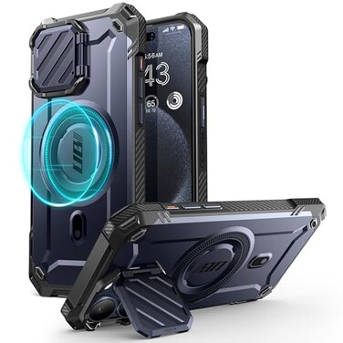 SUPCASE for iPhone 15 Pro Max Case with Camera Cover Stand UBMag XT Compatible with MagSafe Builtin Kickstand MilitaryGrade Protection Heavy Duty Rugged Magnetic Phone Case Mountain