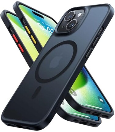 TORRAS Magnetic Shockproof for iPhone 15 Case iPhone 14 Case 12FT Military Grade Drop Protection Translucent Slim Protective AntiScratch Black