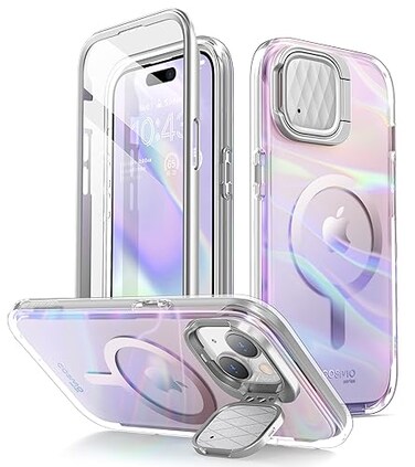 i-Blason iBlason Cosmo Mag for iPhone 15 CaseiPhone 1413 Case 61 with Camera Cover Stand MagSafe Compatible Slim Stylish FullBody Protective Case with Builtin Screen Protector PinkWave