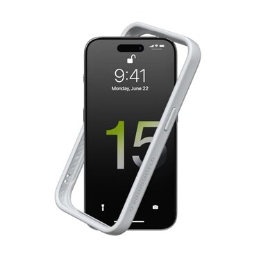 RhinoShield Bumper Case Compatible with iPhone 15 Pro CrashGuard Shock Absorbent Slim Design Protective Cover 35M 11ft Drop Protection Platinum Gray