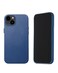 Mujjo Leather Phone Case Fits iPhones 15 Plus and 14 Plus MagSafe Compatible Premium European Leather Camera Lens Protection Crafted with Recycled Materials Slim Profile Monaco Blue