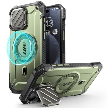 SUPCASE for iPhone 15 Pro Max Case with Camera Cover Stand UBMag XT Compatible with MagSafe Builtin Kickstand MilitaryGrade Protection Heavy Duty Rugged Magnetic Phone Case Guldan