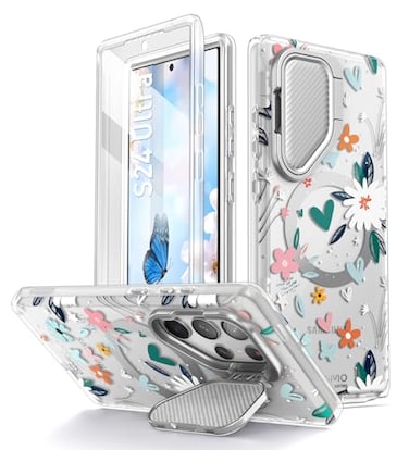 i-Blason iBlason Cosmo for Samsung Galaxy S24 Ultra Case with Camera Cover Stand Support MagSafe Stylish 360 Full Case with Screen Protector Kickstand Magnetic Phone Case for S24 Ultra Paint
