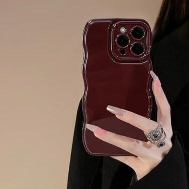 FABSPARK Phone Case for iPhone 13 Pro Max CaseSimple Wave Design Wavy Frame Soft Silicone Aesthetic for iPhone 13 Pro MaxWine Red