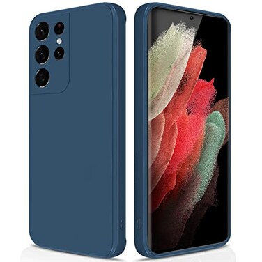 GiiYoon Silicone Case Compatible with Samsung Galaxy S21 Ultra 5G Full Body Silky Soft Touch Phone Case with Camera Protection Shockproof Cover with Microfiber Lining Blue