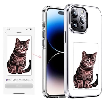 KSOPUERT Smart Ink Screen Phone Case Classic White fit for iPhone 13 iPhone 14 Protection 35 Inch Ink Display Image in Ink Phone Case