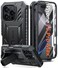 FNTCASE for iPhone 16 Pro Max Case Military Grade Builtin Screen Protector Kickstand Matte Textured Drop Proof Protection Cover Rugged Shockproof TPU Protective Sturdy Phone Cases Black