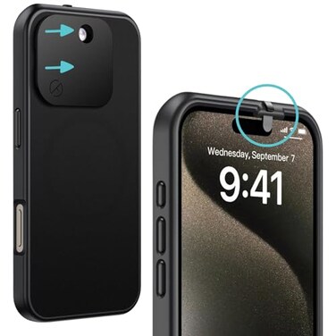 Spy-Fy SpyFy iPhone 16 Pro Privacy Case with Camera Covers Front and Rear Magsafe compatible and Kickstand Protect Your iPhone and Privacy 6Foot Drop Proof 63 Inch Camera Protection by Valenta