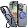 Bonkier for iPhone 16 Pro Case with Screen Protector Lens Protector 15 FT Military Drop Protection Magnetic Kickstand Compatible with MagSafe Slim Translucent Case Black