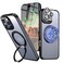 Bonkier for iPhone 16 Pro Case with Screen Protector Lens Protector 15 FT Military Drop Protection Magnetic Kickstand Compatible with MagSafe Slim Translucent Case Black