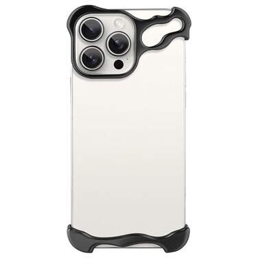 aidvaia Frameless Phone Case Compatible with iPhone 16 Pro Phone Case Minimalist Protective Shock Absorption Aerospace Grade Aluminum Shells Aluminum Black