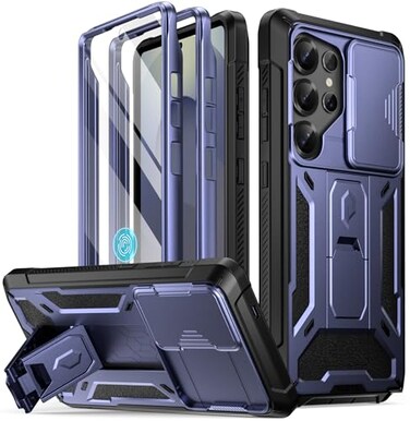 Poetic Spartan Case for Galaxy S25 Ultra 69 Slide Camera Cover Screen Protector Works with Fingerprint ID Military Grade Rugged Shockproof S25 Ultra Phone Case with Kickstand Midnight Blue