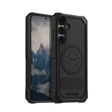 Rokform Rugged Case Compatible with Galaxy S25 Plus Magnetic Cover with Twist Lock Drop Tested Armor Black