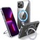 Flyzoo Magnetic Case for iPhone 13 Pro Builtin Invisible Stand Compatible with MagSafe Military Grade Drop Protection AntiYellowing Hard Back Silicone Edge Cover 61 Clear