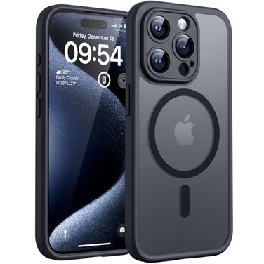 TOCOL Magnetic for iPhone 15 Pro Case Upgraded Full Camera Protection Compatible with Magsafe Drop Protection Translucent Matte Back Phone Cover 61Inch Black