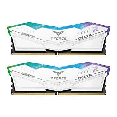 TEAMGROUP TForce Delta RGB DDR5 RAM 32GB Kit 2 x 16GB 7600MHz PC560800 CL36 Desktop Memory Module RAM White for 600 Series Chipset FF4D532G7600HC36DDC01