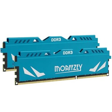 Moaffzey 16GB2x8GB DDR3 RAM 1600MHz PC312800 CL11 Desktop Computer Memory 240Pin 15V 2Rx8 Dual Rank NonECC Unbuffered PC Computer RAM Stick Upgrade Blue