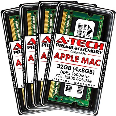 A-Tech ATech 32GB Kit 4x8GB RAM for Apple iMac Late 2012 Late 2013 Late 2014 Mid 2015 DDR3 1600MHz PC312800 SODIMM 204Pin Memory Upgrade