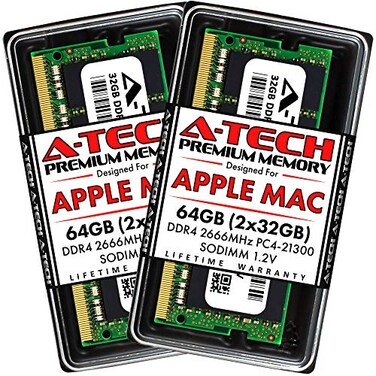 A-Tech ATech 64GB Kit 2x32GB RAM for Apple iMac Mac mini 2018 2019 2020 DDR4 2666 MHz SODIMM PC421300 PC421333 260Pin SODIMM Memory Upgrade