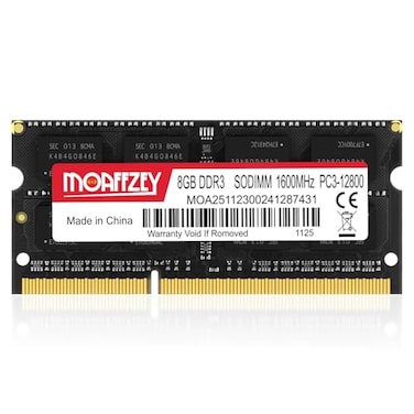 Moaffzey 8GB DDR3 RAM 1600MHz PC312800 CL11 Laptop Memory SODIMM 204Pin 15V 2Rx8 Dual Rank NonECC Unbuffered Laptop Notebook RAM Upgrade Black