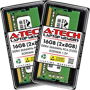 A-Tech ATech 16GB 2x8GB RAM Replacement for CT2K8G4SFRA266 DDR4 2666MHz PC421300 PC42666V CL19 SODIMM 12V NonECC SODIMM 260Pin Laptop Notebook Memory Modules