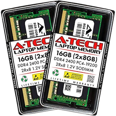 A-Tech ATech 16GB 2x8GB DDR4 2400MHz SODIMM PC419200 2Rx8 Dual Rank 260Pin CL17 12V NonECC Unbuffered Notebook Laptop RAM Memory Upgrade Kit