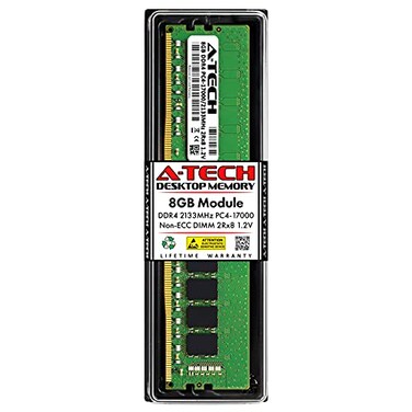 A-Tech ATech 8GB DDR4 2133MHz DIMM PC417000 UDIMM NonECC 2Rx8 12V CL15 288Pin Desktop Computer RAM Memory Upgrade Module