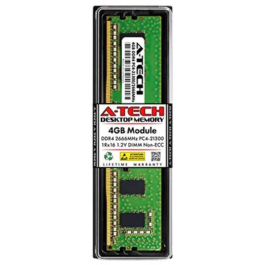 A-Tech ATech 4GB RAM Replacement for Samsung M378A5244CB0CTD DDR4 2666MHz PC421300 1Rx16 12V UDIMM NonECC 288Pin DIMM Memory Module