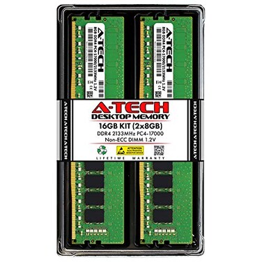 A-Tech ATech 16GB 2x8GB DDR4 2133 MHz UDIMM PC417000 PC42133P CL15 DIMM NonECC Desktop RAM Memory Modules