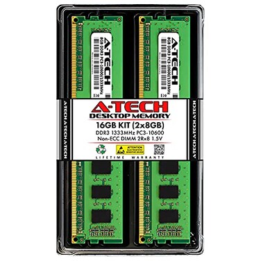 A-Tech ATech 16GB Kit 2x8GB RAM for Dell OptiPlex 9010 7010 3010 990 790 390 USFFSFFMTDT DDR3 1333 MHz DIMM PC310600 UDIMM Memory Upgrade