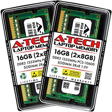 A-Tech ATech 16GB Kit 2x8GB RAM for Dell Latitude E6520 E6510 E6420 E6320 E6220 E5520 E5420 Laptop DDR3 1333 MHz SODIMM PC310600 Memory Upgrade