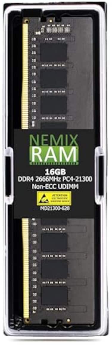 NEMIX RAM 16GB 1X16GB DDR4 2666MHz PC421300 2Rx8 12V CL19 288PIN NonECC Unbuffered UDIMM Desktop PC Memory