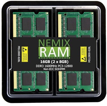 NEMIX RAM 16GB 2X8GB DDR3 1600MHz PC312800 2Rx8 135V 204PIN NonECC SODIMM Laptop PC PC Unbuffered Memory KIT