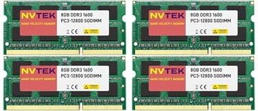NVTEK 32GB 4X8GB DDR3 1600MHz PC312800 SODIMM 2Rx8 135V 204PIN NonECC Laptop PC Computer Memory KIT