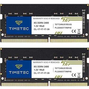 Timetec 16GB KIT 2x8GB DDR4 2400MHz PC42400T PC419200 SODIMM Laptop RAM 260Pin 12V CL17 NonECC Unbuffered Memory Module for Laptop Notebook Mini PC AllinOne