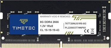 Timetec 8GB DDR4 2666MHz PC42666V PC421300 SODIMM Laptop RAM 260Pin 12V CL19 NonECC Unbuffered Memory Module for Laptop Notebook Mini PC AllinOne