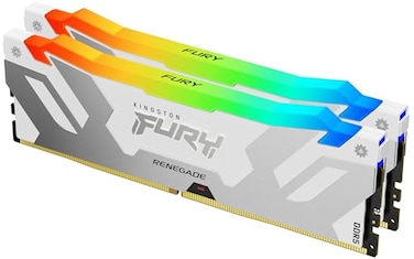 Kingston FURY Renegade White RGB 32GB 2x16GB 6400MTs CL32 DDR5 DIMM Infrared Syncing FURY CTRL Software Overclocking Intel XMP 30 Kit of 2 KF564C32RWAK232