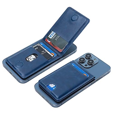 KIHUWEY for MagSafe Wallet Card Holder with Magnetic Mag Safe Leather Detachable Kickstand RFID Wallet for iPhone 1615141312 Pro Max Plus Not for iPhone 1312 mini Blue