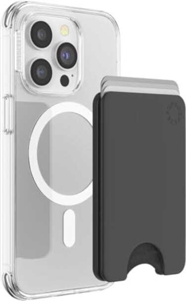 PopSockets Phone Wallet for MagSafe Phone Card Holder without Grip Black