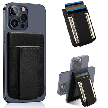 LDSXAY for MagSafe Wallet Magnetic Phone Wallet with Adjustable Stand Money Clip for iPhone 171615141312 Pro Max Plus 10 Cards Holder Vegan Leather Black