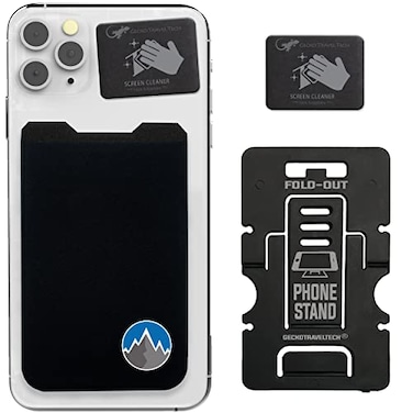 Gecko Travel Tech A Card Holder Phone Wallet Stick on Credit Card Holders Universal to Any Cell Phone Mountain